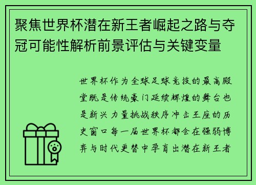 聚焦世界杯潜在新王者崛起之路与夺冠可能性解析前景评估与关键变量